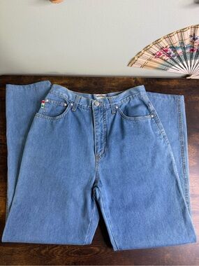Moschino Blue High-Rise Straight Leg Jeans with Peace Sign Vintage 90’s